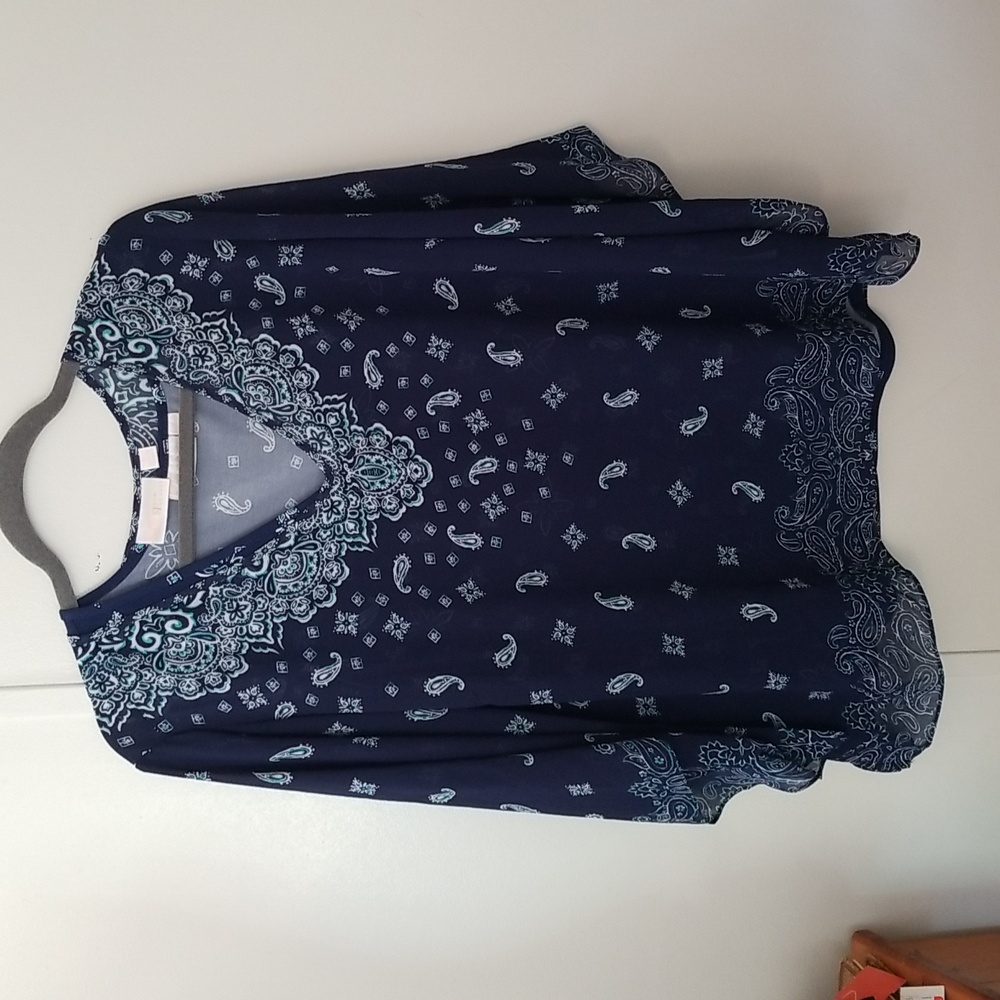 Belle by kim gravel 2 piece blues and white poncho